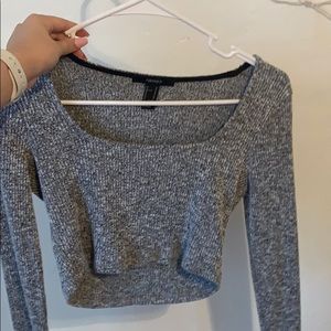 Grey forever 21 long sleeve crop top